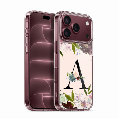 Nature Magick Rose Gold Flowers Monogram 1 Letter A Soft Gel Case for Apple iPhone 18 Pro