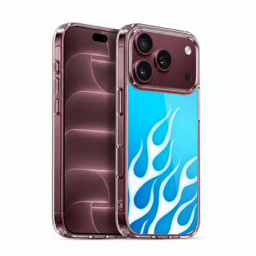 Head Case Designs Flame Decals Freezing Blue Soft Gel Case for Apple iPhone 18 Pro