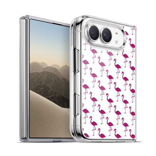 PLdesign Sparkly Flamingo Pink Pattern On White Soft Gel Case for Apple iPhone Duo