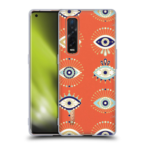 Cat Coquillette Evil Eye Blue Gold Soft Gel Case for OPPO Find X2 Pro 5G
