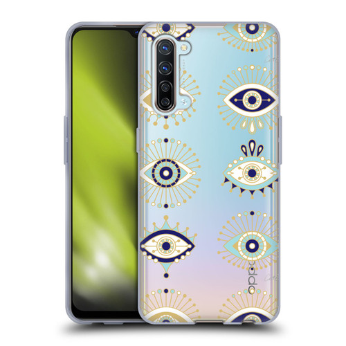 Cat Coquillette Evil Eye Blue Gold Soft Gel Case for OPPO Find X2 Lite 5G