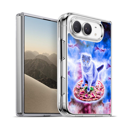 Random Galaxy Space Cat Blue Galaxy & Pizza Soft Gel Case for Apple iPhone Duo