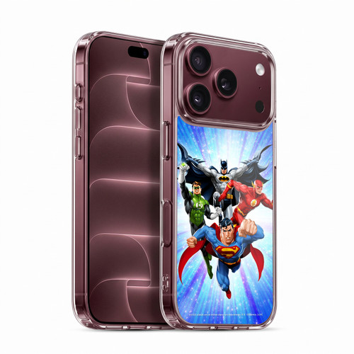 Justice League DC Comics Airbrushed Heroes Blue Purple Soft Gel Case for Apple iPhone 18 Pro