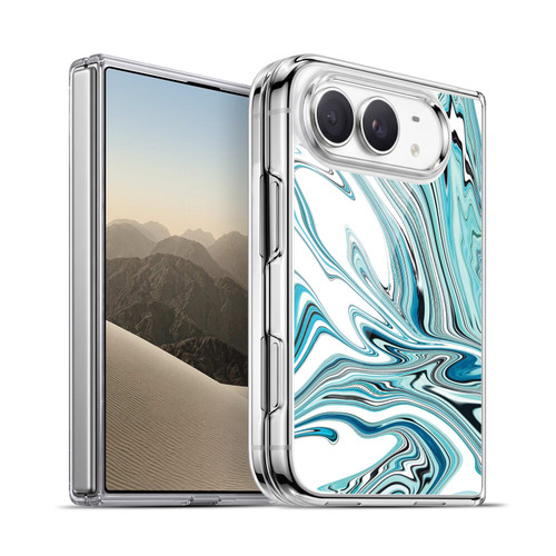 Suzan Lind Marble Swirls Teal White Soft Gel Case for Apple iPhone Duo