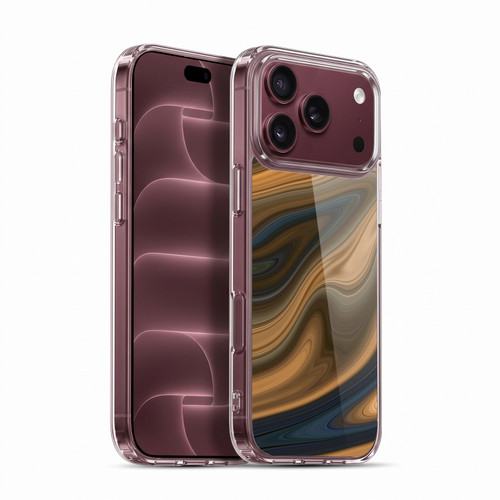 Suzan Lind Marble Swirls Tan And Blue Soft Gel Case for Apple iPhone 18 Pro Max