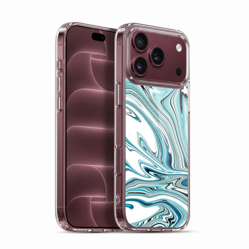 Suzan Lind Marble Swirls Teal White Soft Gel Case for Apple iPhone 18 Pro Max