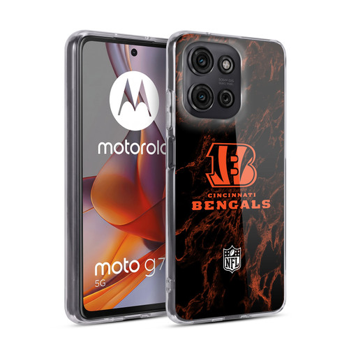 NFL Cincinnati Bengals Graphics Coloured Marble Soft Gel Case for Motorola Moto G75