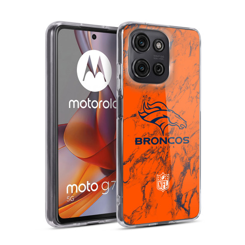 NFL Denver Broncos Graphics Coloured Marble Soft Gel Case for Motorola Moto G75