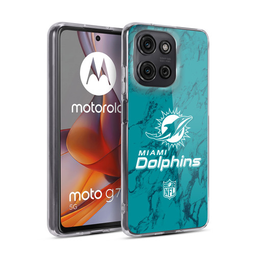 NFL Miami Dolphins Graphics Coloured Marble Soft Gel Case for Motorola Moto G75