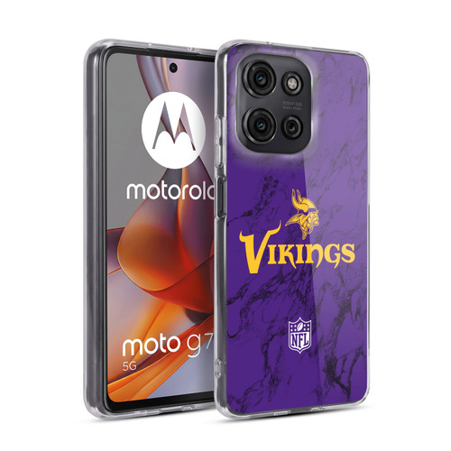 NFL Minnesota Vikings Graphics Coloured Marble Soft Gel Case for Motorola Moto G75