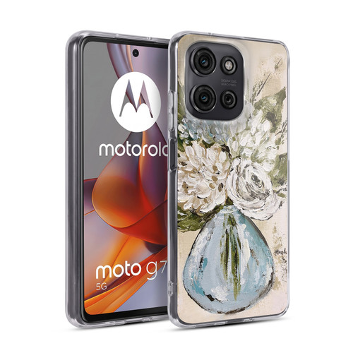 Haley Bush Floral Painting Blue And White Vase Soft Gel Case for Motorola Moto G75