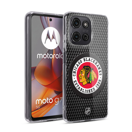 NHL Chicago Blackhawks Puck Texture Soft Gel Case for Motorola Moto G75