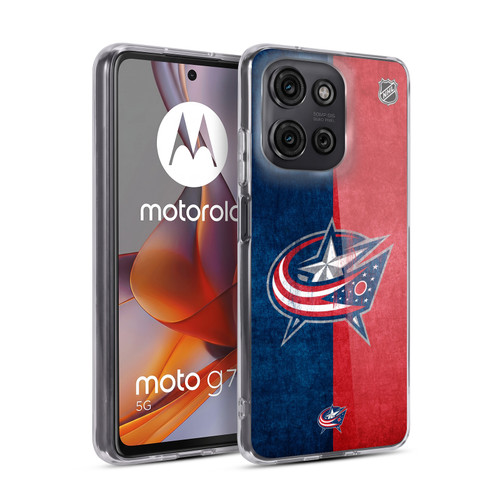 NHL Columbus Blue Jackets Half Distressed Soft Gel Case for Motorola Moto G75