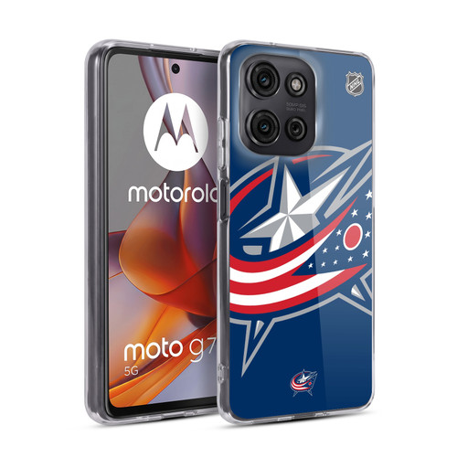 NHL Columbus Blue Jackets Oversized Soft Gel Case for Motorola Moto G75