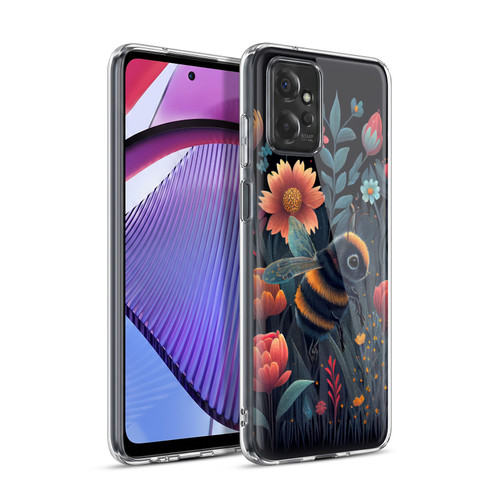 JK Stewart Art Bee And Colorful Flowers Soft Gel Case for Motorola Moto G Power (2023)