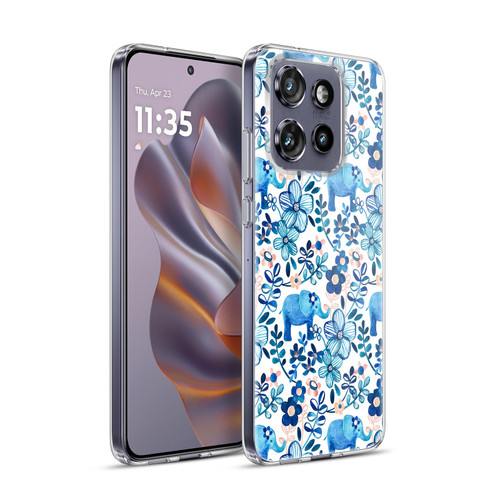 Micklyn Le Feuvre Patterns 2 Watercolour Floral Elephant Soft Gel Case for Motorola Edge 50 Neo
