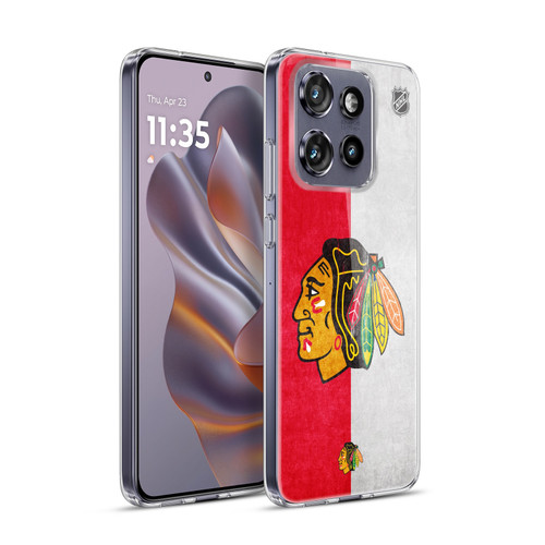 NHL Chicago Blackhawks Half Distressed Soft Gel Case for Motorola Edge 50 Neo