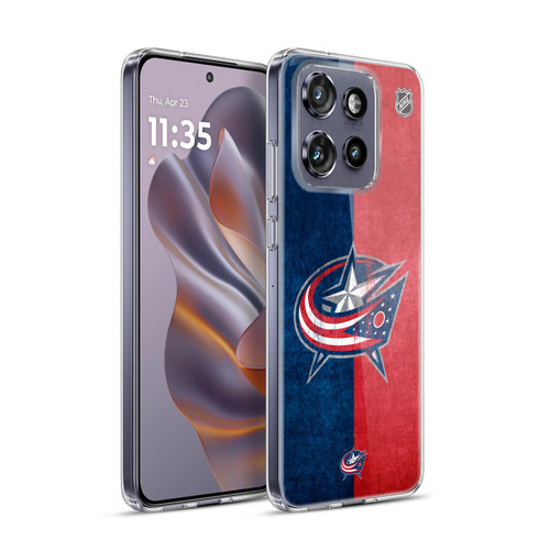NHL Columbus Blue Jackets Half Distressed Soft Gel Case for Motorola Edge 50 Neo