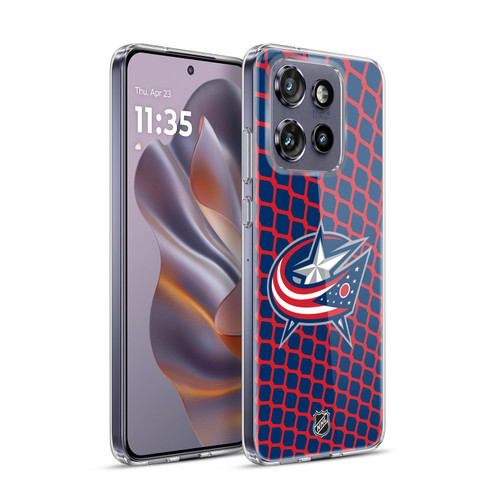 NHL Columbus Blue Jackets Net Pattern Soft Gel Case for Motorola Edge 50 Neo
