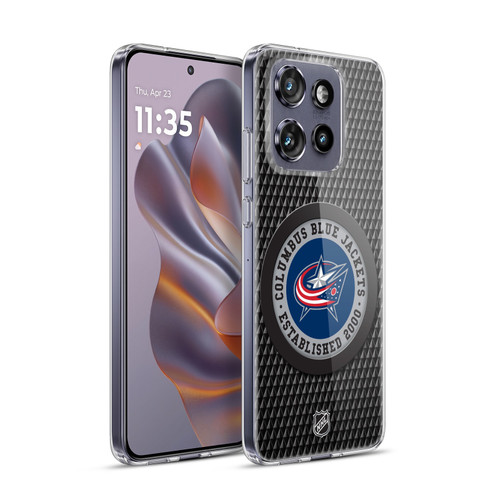 NHL Columbus Blue Jackets Puck Texture Soft Gel Case for Motorola Edge 50 Neo