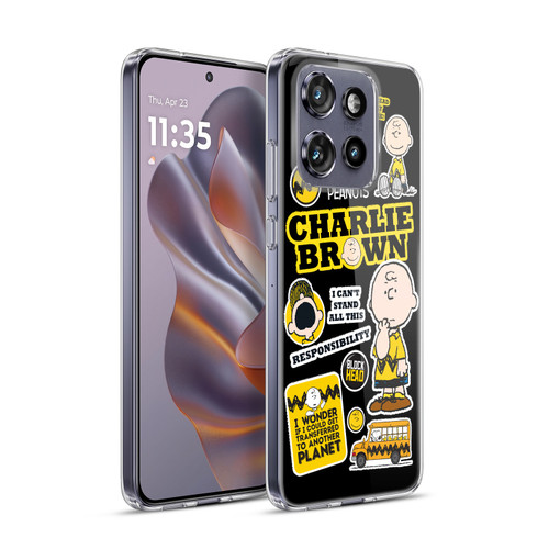Peanuts Trends Charlie Brown Sticker Print Soft Gel Case for Motorola Edge 50 Neo