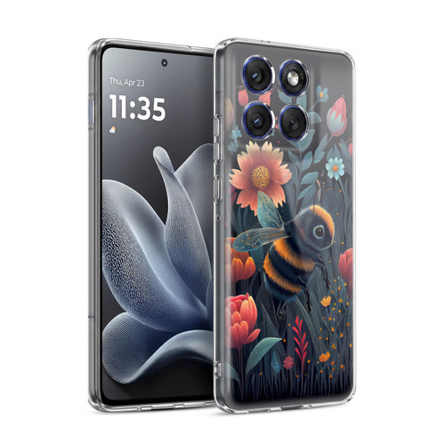 JK Stewart Art Bee And Colorful Flowers Soft Gel Case for Motorola Edge 70