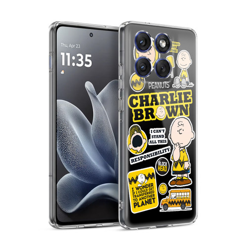 Peanuts Trends Charlie Brown Sticker Print Soft Gel Case for Motorola Edge 70