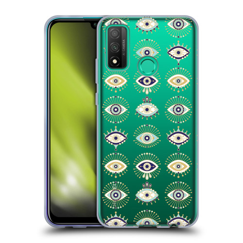 Cat Coquillette Linear White Evil Eyes Pattern Soft Gel Case for Huawei P Smart (2020)