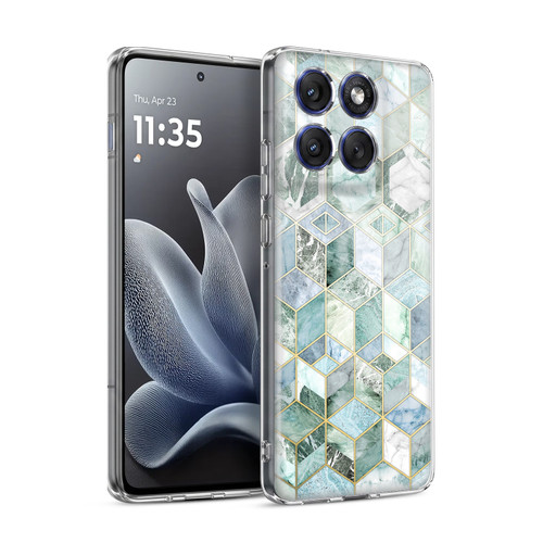 Micklyn Le Feuvre Marble Patterns Jade Honeycomb Soft Gel Case for Motorola Edge 70