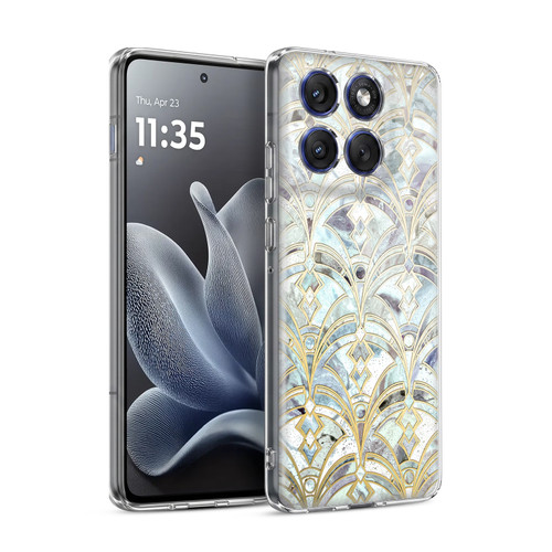 Micklyn Le Feuvre Marble Patterns Pale Bright Mint And Sage Art Deco Marbling Soft Gel Case for Motorola Edge 70