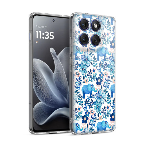 Micklyn Le Feuvre Patterns 2 Watercolour Floral Elephant Soft Gel Case for Motorola Edge 70