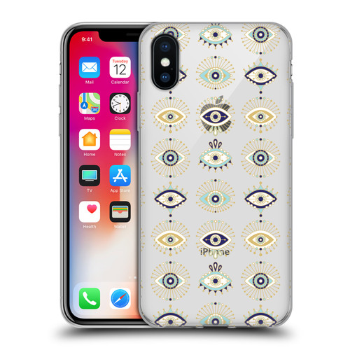 Cat Coquillette Linear White Evil Eyes Pattern Soft Gel Case for Apple iPhone X / iPhone XS