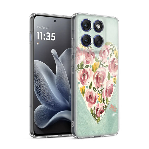 Haley Bush Floral Painting Valentine Heart Soft Gel Case for Motorola Edge 70