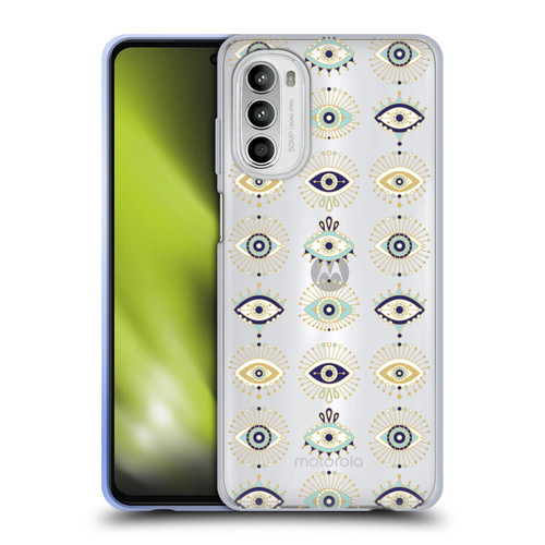 Cat Coquillette Linear White Evil Eyes Pattern Soft Gel Case for Motorola Moto G52
