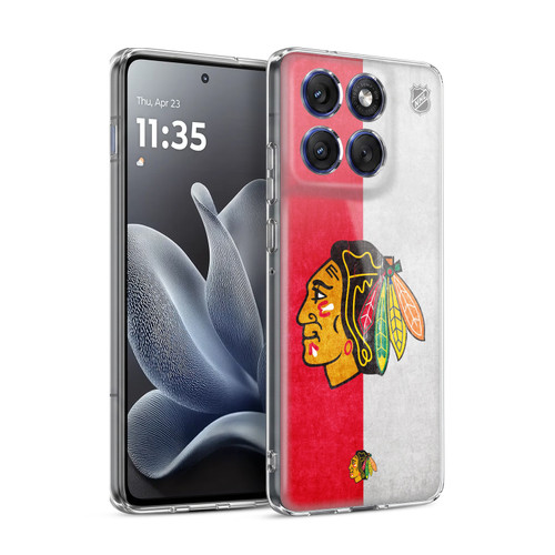 NHL Chicago Blackhawks Half Distressed Soft Gel Case for Motorola Edge 70