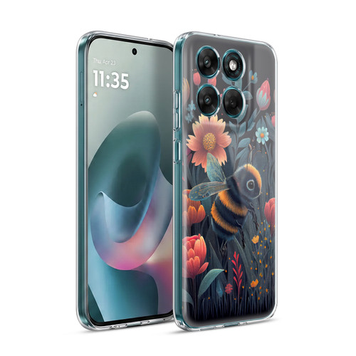 JK Stewart Art Bee And Colorful Flowers Soft Gel Case for Motorola Moto G77