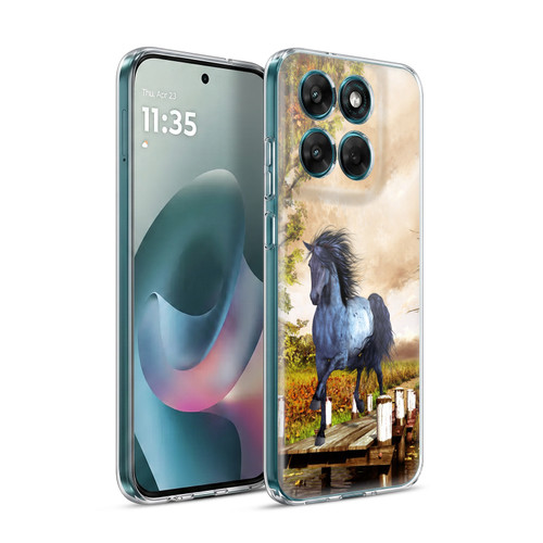 Simone Gatterwe Horses On The Lake Soft Gel Case for Motorola Moto G77