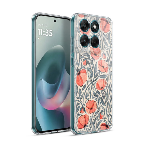 Micklyn Le Feuvre Flora And Fauna Peachy Coral Scattered Poppies Soft Gel Case for Motorola Moto G77