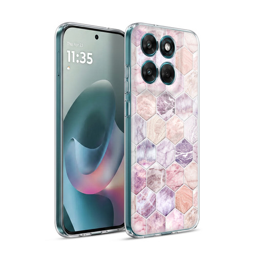 Micklyn Le Feuvre Marble Patterns Rose Quartz And Amethyst Stone And Hexagon Tile Soft Gel Case for Motorola Moto G77