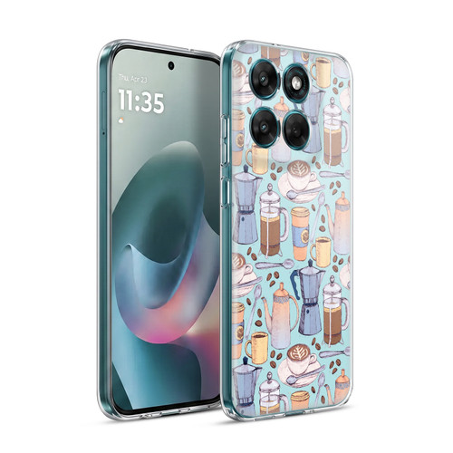 Micklyn Le Feuvre Patterns 2 Coffee Love On Blue Soft Gel Case for Motorola Moto G77