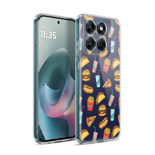 Micklyn Le Feuvre Patterns 2 Fast Food On Navy Soft Gel Case for Motorola Moto G77