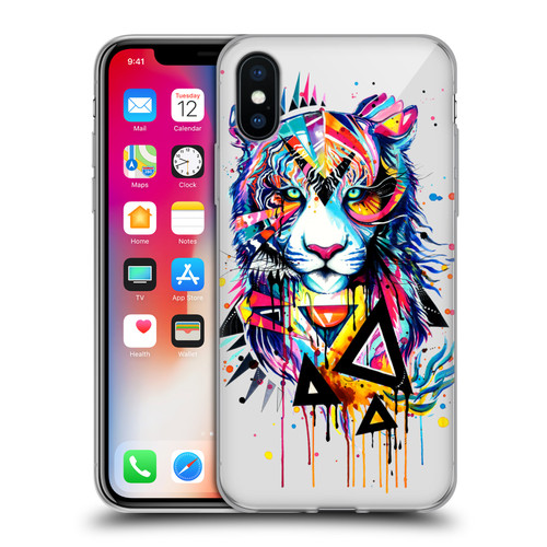 Pixie Cold Cats Shattered Tiger Soft Gel Case for Apple iPhone X / iPhone XS