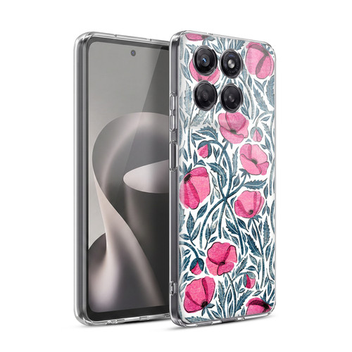 Micklyn Le Feuvre Flora And Fauna Hot Pink Block Print Poppies Soft Gel Case for Motorola Moto G37 Power