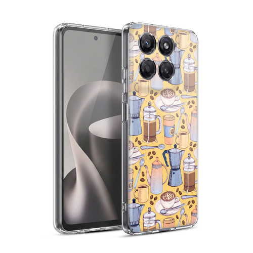 Micklyn Le Feuvre Patterns 2 Coffee Love On Yellow Soft Gel Case for Motorola Moto G37 Power
