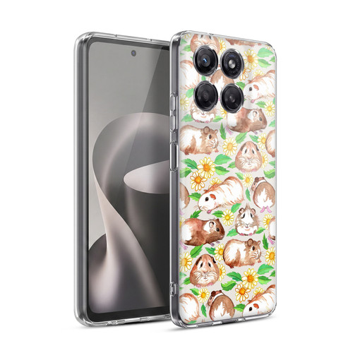 Micklyn Le Feuvre Patterns 2 Guinea Pigs And Daisies In Watercolour On Tan Soft Gel Case for Motorola Moto G37 Power