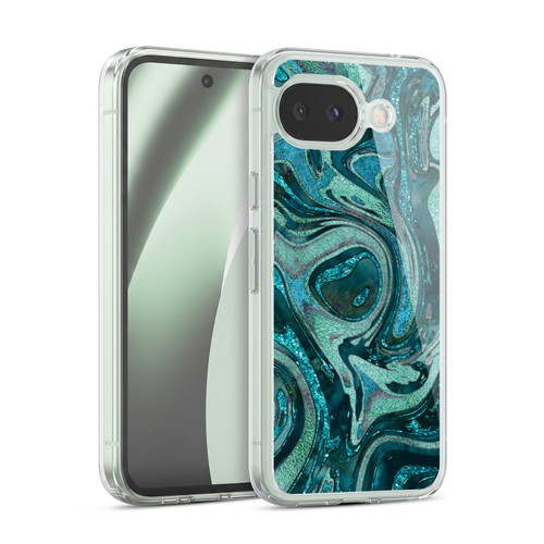 LebensArt Geo Liquid Marble Midnight Green Soft Gel Case for Google Pixel 10a