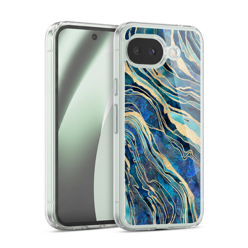 LebensArt Geo Liquid Marble Shimmer Blue Soft Gel Case for Google Pixel 10a