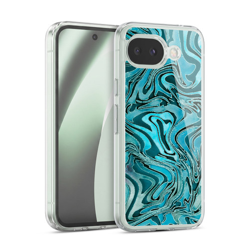LebensArt Geo Liquid Marble Turquoise Soft Gel Case for Google Pixel 10a