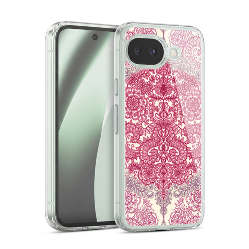 Micklyn Le Feuvre Floral Patterns Berry Pink Cream And Mauve Soft Gel Case for Google Pixel 10a