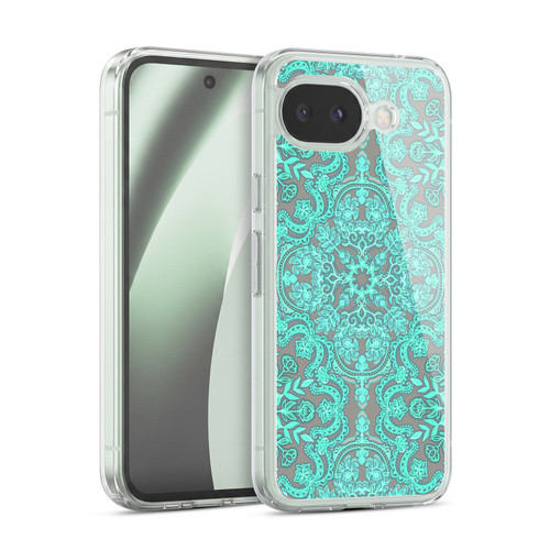 Micklyn Le Feuvre Floral Patterns Mint Green And Grey Soft Gel Case for Google Pixel 10a